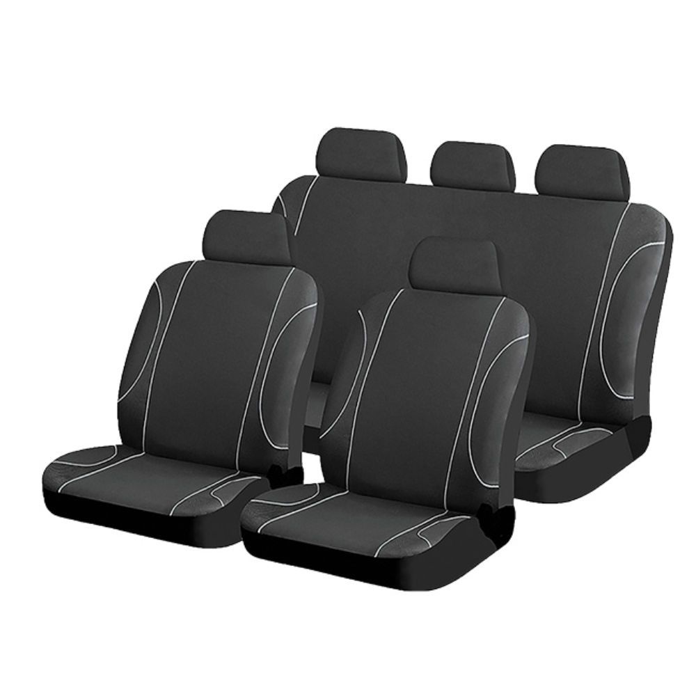 Auto Gear - 9 Piece Jazz Seat Cover Set - Black/Grey | Buy Online in ...