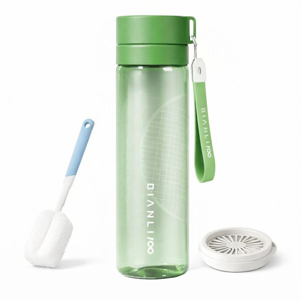 3 Piece - 800ml - Water Bottle with Infuser &amp; Cleaning Brush - Green