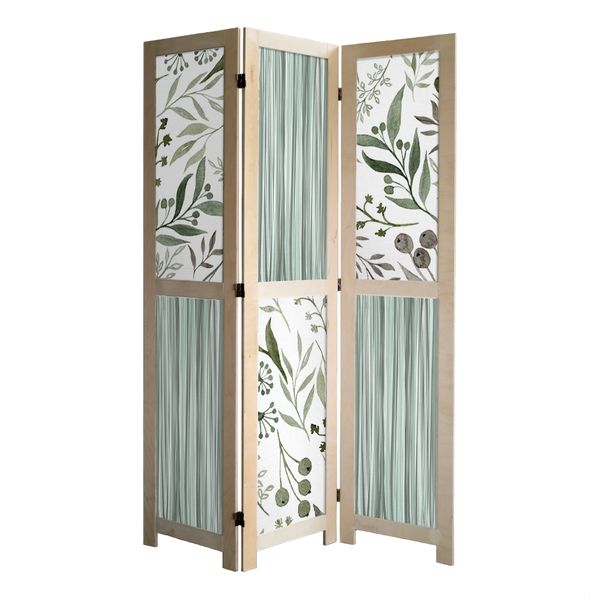 Cape Art Watercolour Green Leaves Room Divider