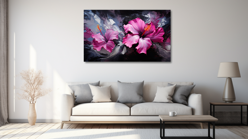Canvas Wall Art - Hibiscus Flower Creative Art - HD0222