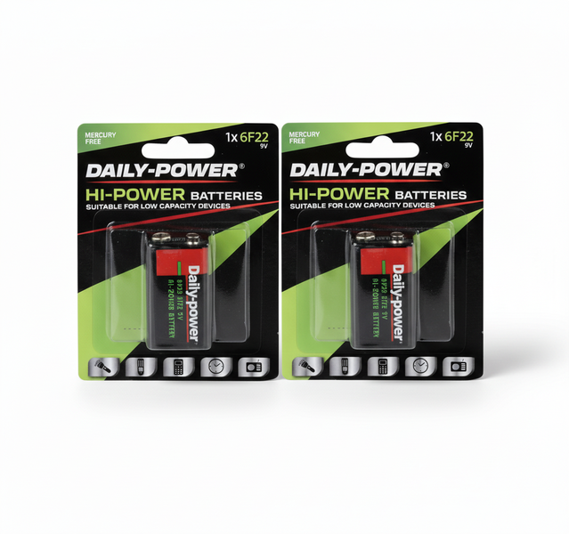 Daily Power 9V Alkaline Battery - Reliable Power for Electronics - 2 Pack