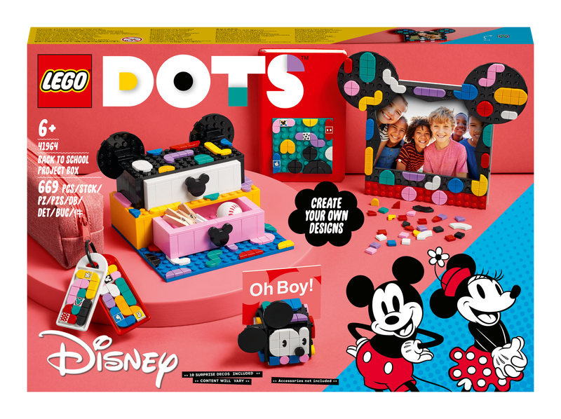 LEGO® DOTS | Disney Mickey Mouse &amp; Minnie Mouse Back-to-School Project Box 41964 Building Toy Set (669 Pieces)