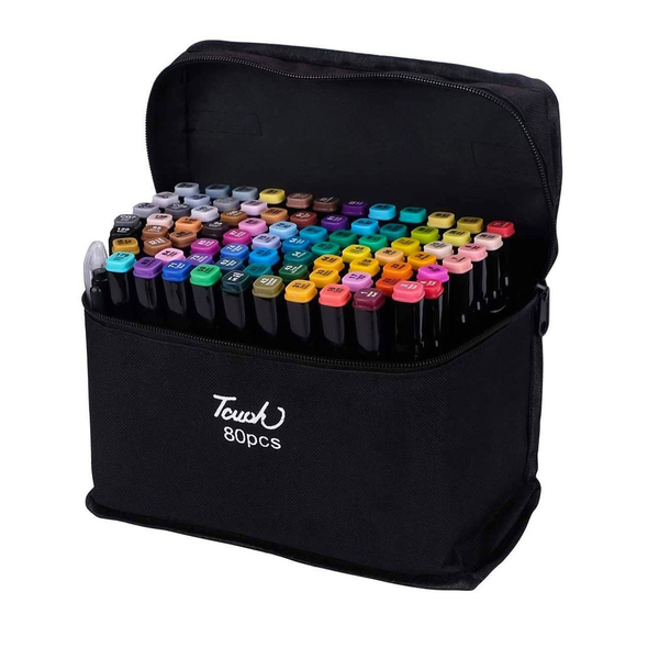 Set Of 80 Pieces Dual Tip Alcohol Oil Color Art Marker