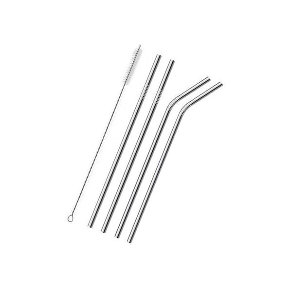 4 Pieces Of Stainless Steel Reusable Straw With Brush