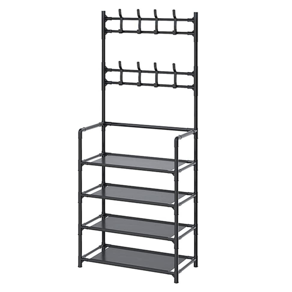 Multifunctional 4 Tier Shoe Rack With Coat Hanger for Storage Organization