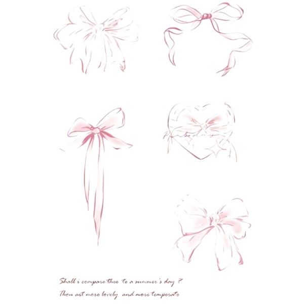 1 Piece - Sweet Charm Bow Temporary Tattoo - Pink