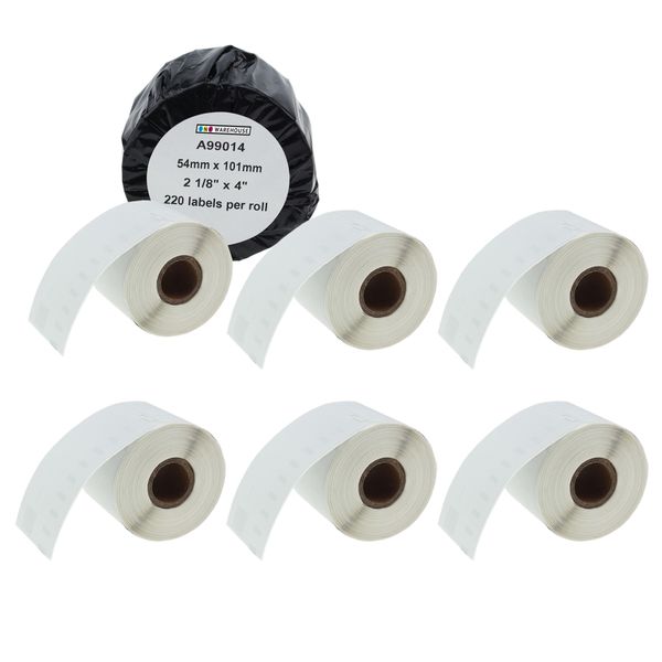 Dymo 99014 Label Roll 54mm x 101mm LW Shipping Labe - Compatible X 6
