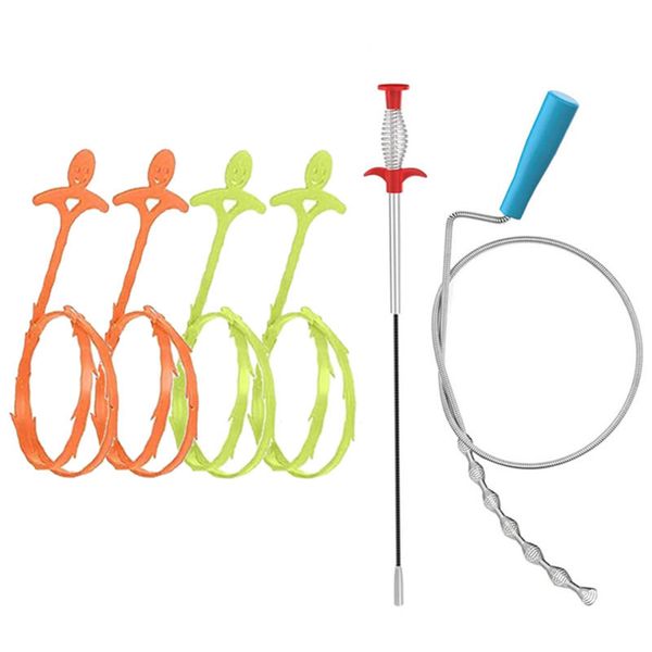 6 Pcs Drain Clog Remover Tools Set Hair Cleaning Grabber for Bathroom