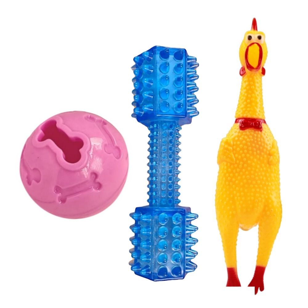 TIVTOV 3 Pack Squeaky Chewy Rubber Dog Toys Toys for Pets Buy