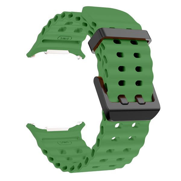 Silicone Marine Strap Compatible With Samsung Galaxy watch Ultra-Dark Green