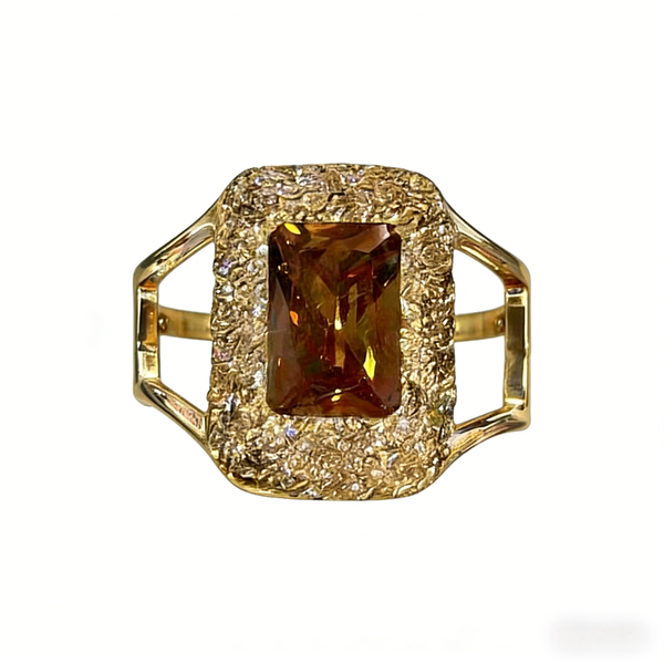 Designer Golden Brown Gemstone Bangle, Luxury Party Accessory for Women