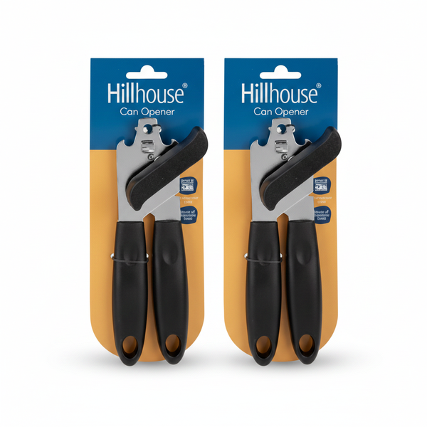 Hillhouse Stainless Steel Can Opener with Black Handle - 2 Pack