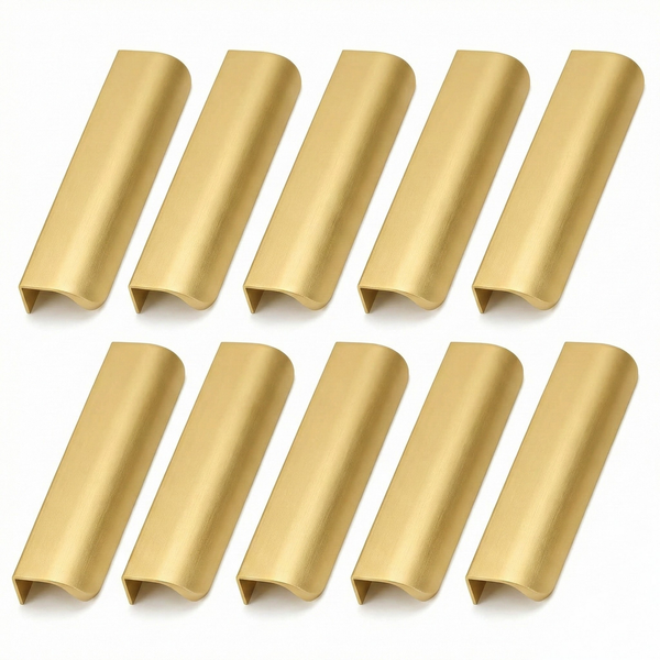 10 Pieces Finger Pulls Cabinet Edge Handles 15cm - Matte Gold