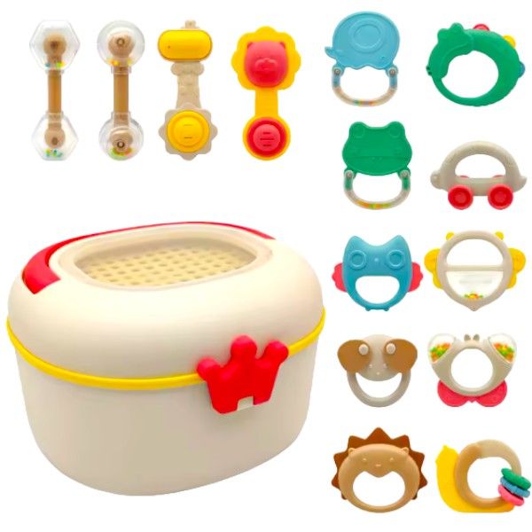 14-Piece Baby Rattles Toy Set with Storage Box