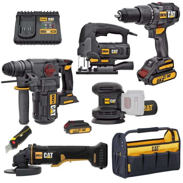 CAT - Cordless Mega Tools Kit with Tote Bag &amp; Knife - 5 Pieces