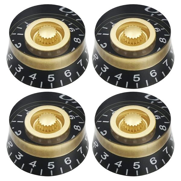 4Pcs Volume Tone Speed Knobs for Electric Guitar, Transparent Golden