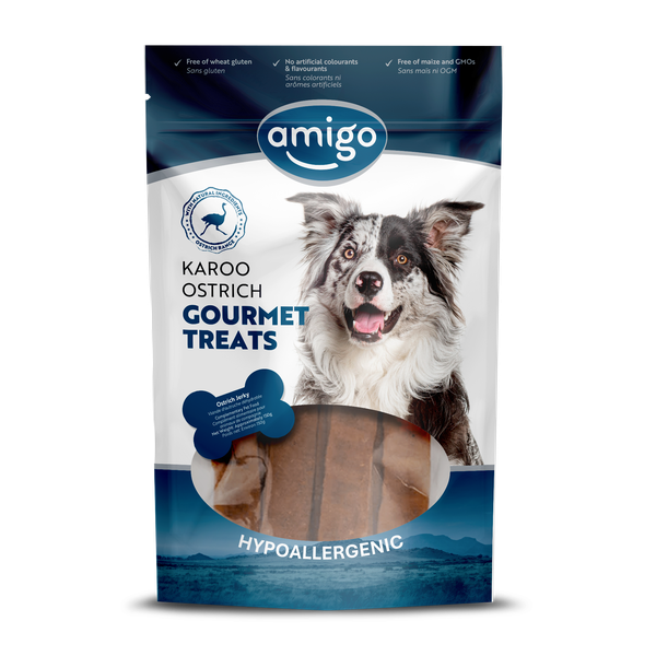 Amigo Gourmet Treats Ostrich Jerky Shipper Box 10x150g