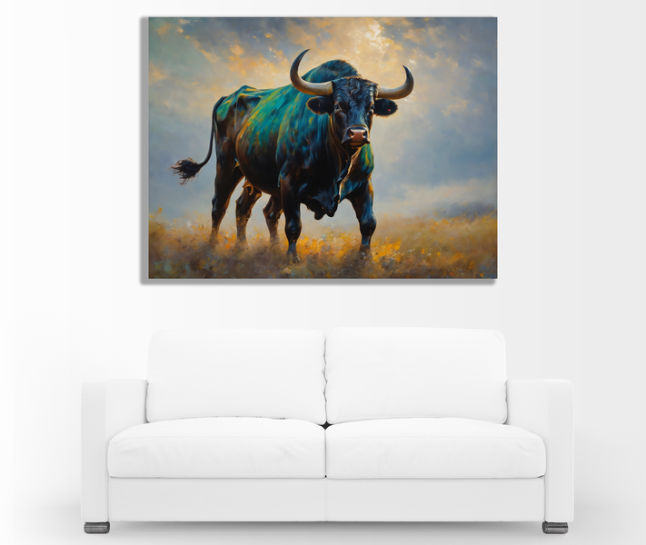 0181 Confident Bull Art Canvas Wall Art