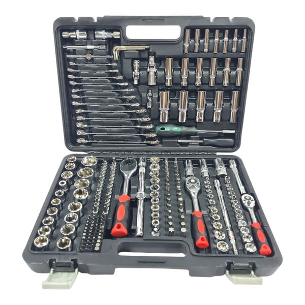 216-Piece Chrome Vanadium Socket Set - 1/4", 3/8" &amp; 1/2" Drive Tool Kit