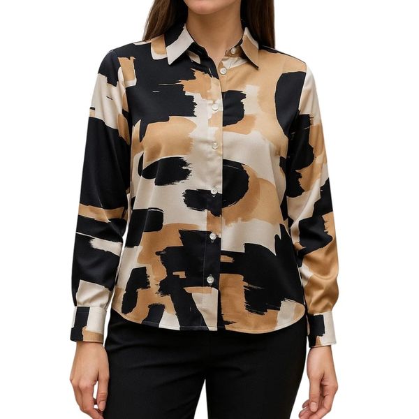 Missy Missi Ladies Blouse Shirt Satin Button Front