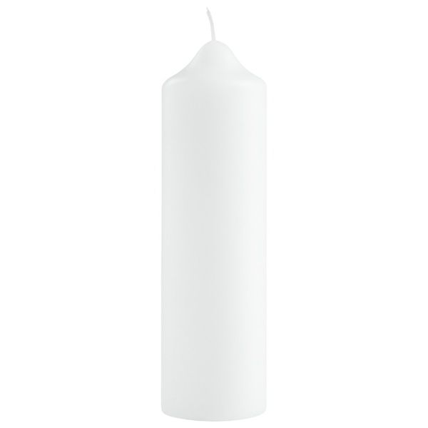 Pointed Thick Cylindrical Candle -15cm - White