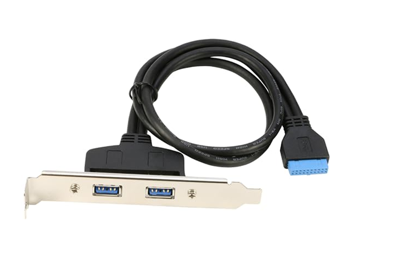 PTech 2 Ports USB3.0 Female Back Panel to MB 20pin Header Connector Cable
