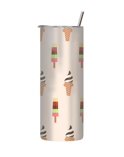 Vanilla 20 Oz Tumbler with Lid and Straw Trendy Ice Cream Graphic Gift 218
