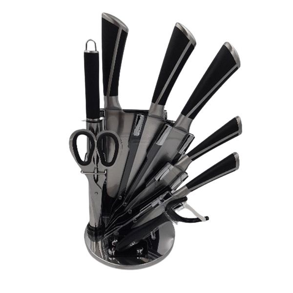 Knife Set with Acrylic Stand - Black, Silver