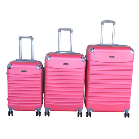 GAILY 3 Piece Pink ABS Hard Shell Spinner Luggage Set with 4 Wheels Lock