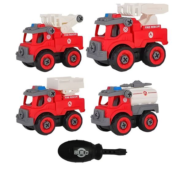 4 Pieces Disassemble &amp; Reassemble Quality Fun Fire Truck Toys