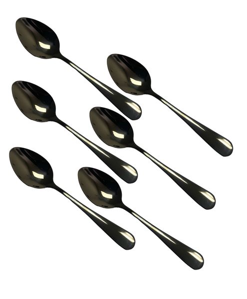 Black Stainless Steel Teaspoon Set - 6 Piece