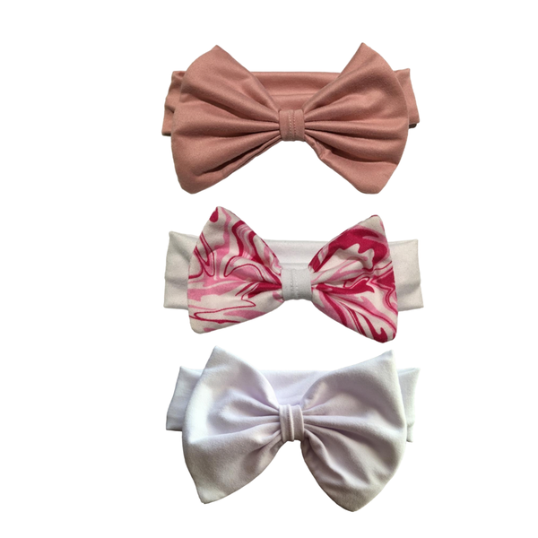 Matching Headbands - 3 Pack - White, Pink &amp; Shades Pink