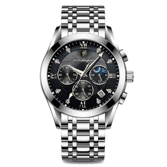 Poedagar - Marine Stainless Steel Luxury Men's Watch - Silver and Black ...