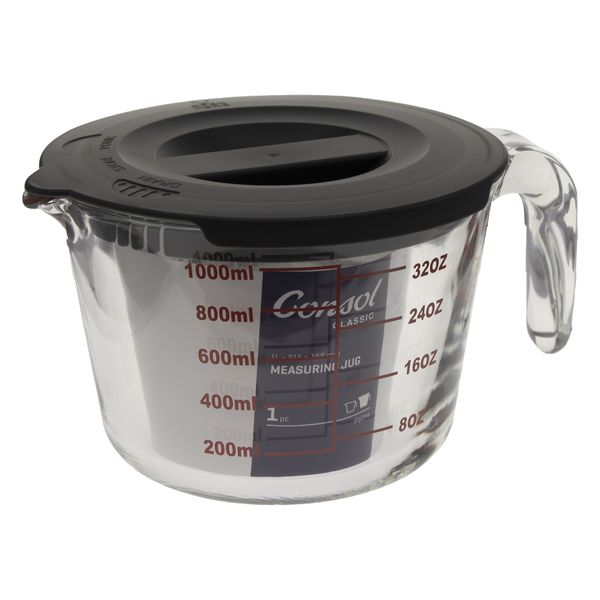 Consol Palma Measuring Jug Borosilicate with Grey Cover - 1 Litre