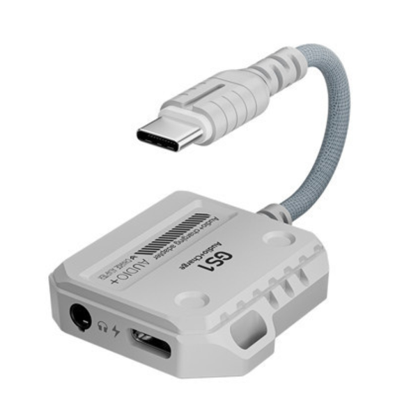 Plextone - GS1 60W - Type C &amp; Aux Fast Charge Adapter for Earphones - Grey