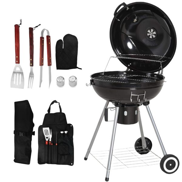 56cm Portable Kettle Charcoal Grill With 6pcs Barbecue tools