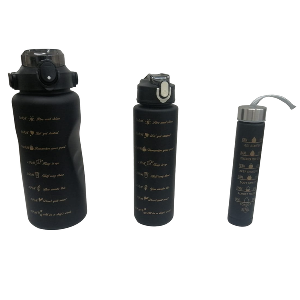 Black Nesting Water Bottle - Set of 3