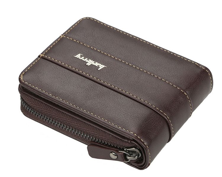Baellerry Men's Knightsbridge PU Zip BiFold Wallet Coffee Brown