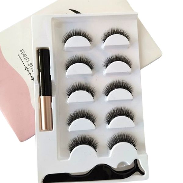 5 Pair repeat Reusable Magnetic Eyelash with Applicator &amp; Liner-Same size