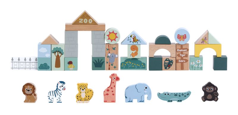 Wooden Educational Toy Blocks - Zoo 36 Piece