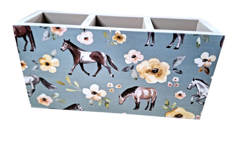 Cutlery/Stationary Holder - Blooming Field Flowers &amp; Horses