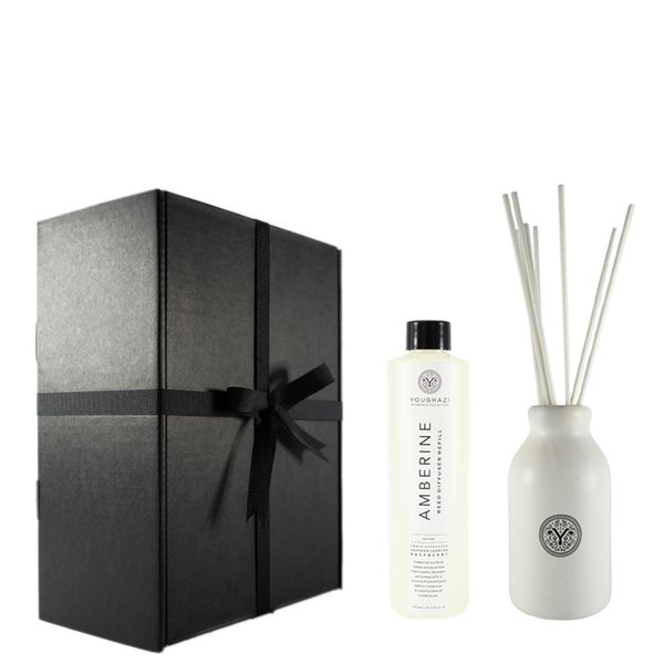 Set of Amberine Diffuser Refill 300ml+White Ceramic+10 White Reed Sticks