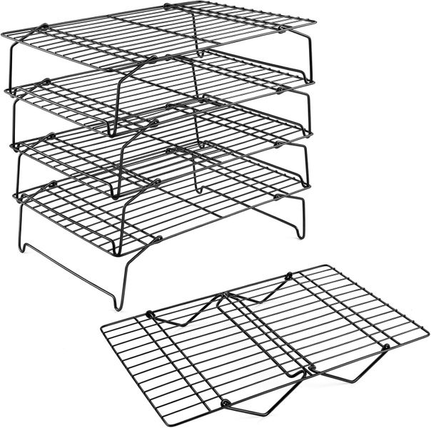 5-Tier Stackable Cooling Rack, Stainless Steel, 15x10 Inch, Collapsible