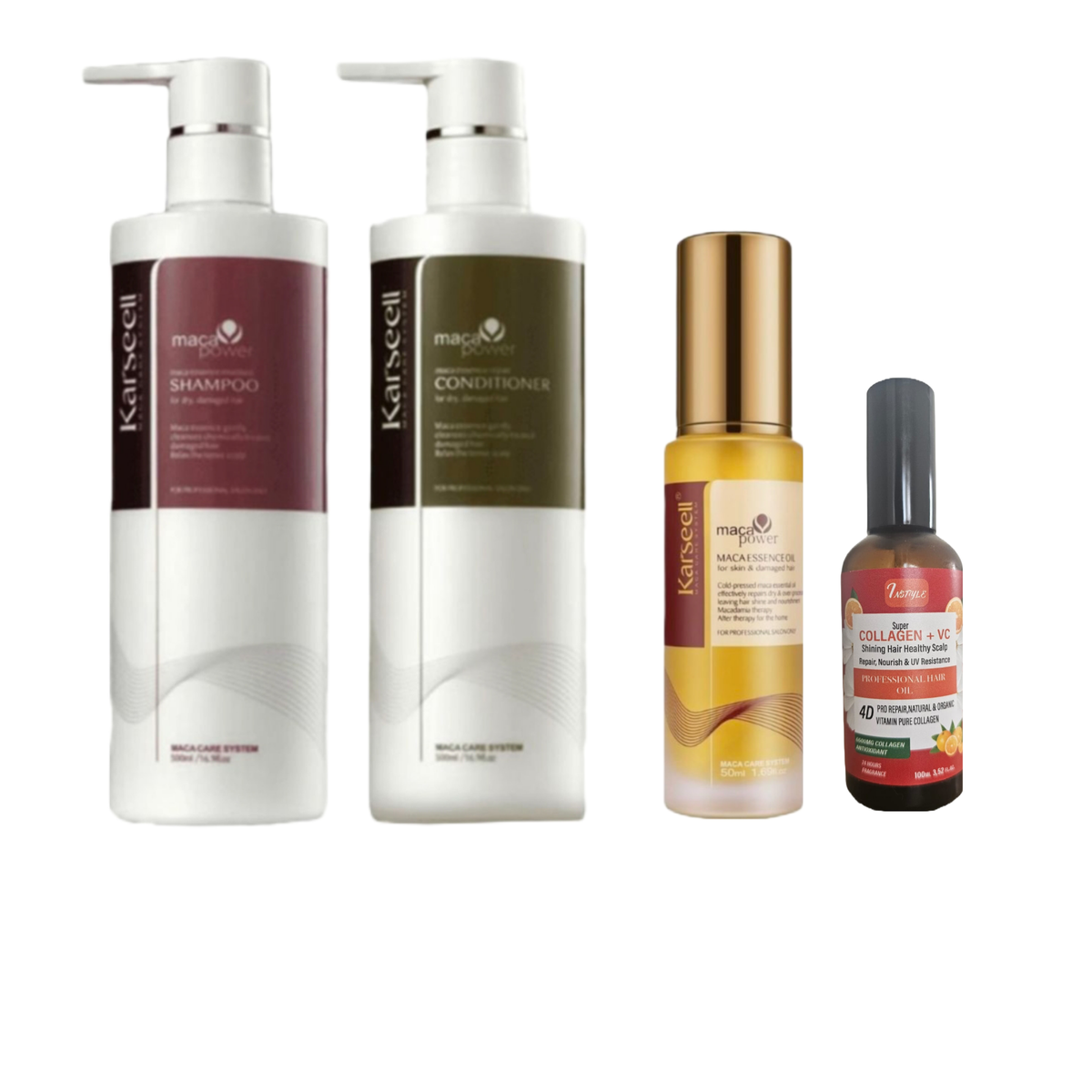 Karseell Maca Essence Collagen Hair Shampoo,Conditioner, Oil & Collagen Oil