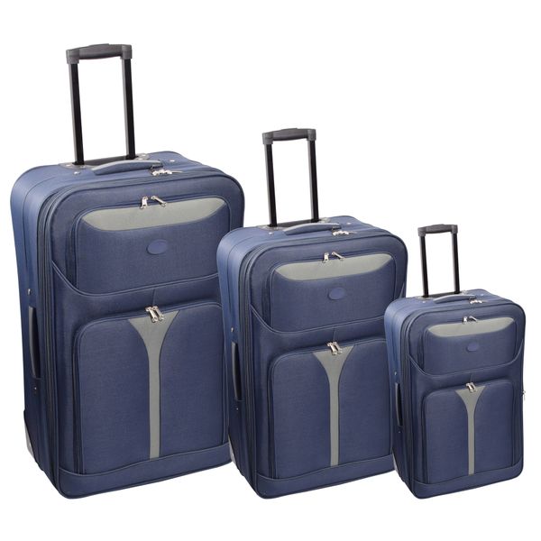 Marco Soft Case Luggage Suitcase Bag - Set of 3 - Blue - Grey