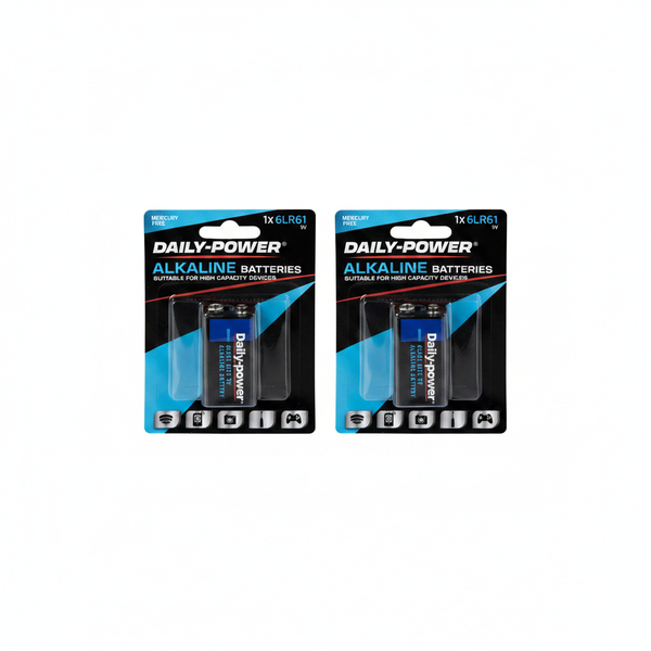 Daily Power 9V Alkaline Battery 6LR61 1 Piece - 2 Pack