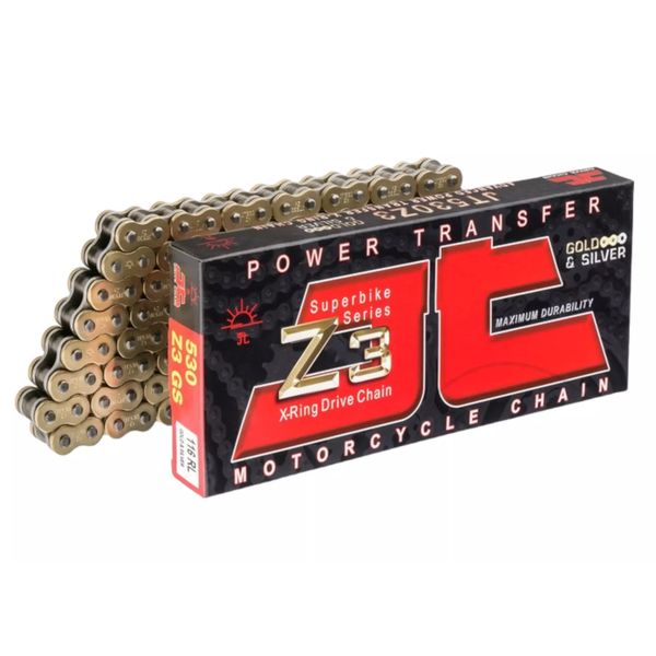 JT530Z3 120 link gold X ring chain with rivet link