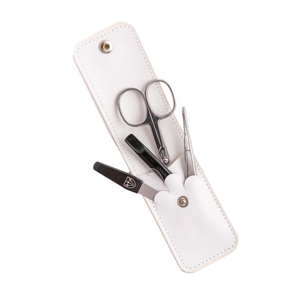 Kellermann 3 Swords Manicure Set Faux Leather White - 4 Piece