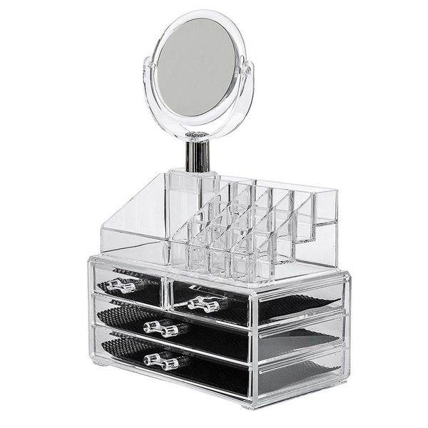 Bagd - Acrylic Makeup Organizer 4 Drawers with Removable Mirror