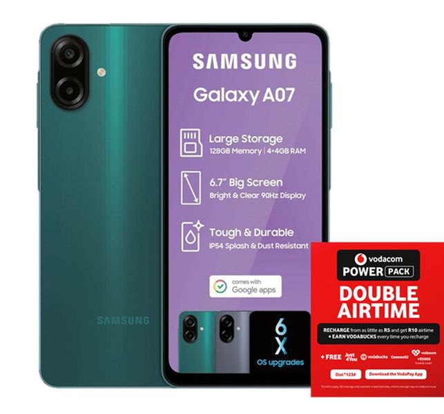 Samsung Galaxy A07 128GB LTE Dual Sim - Green + Vodacom SIM Card Pack